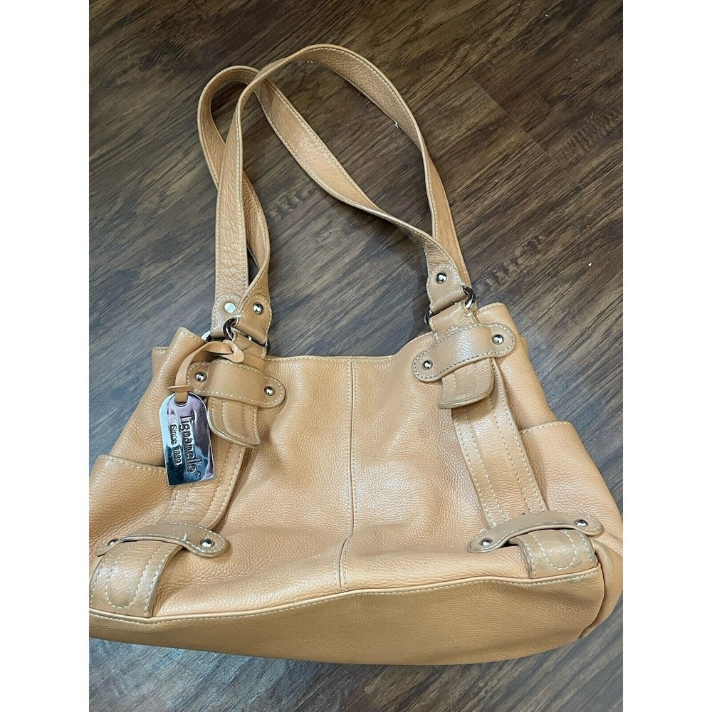 Tignanello Bag Leather Camel Or Beige Shoulder Bag Double Handle